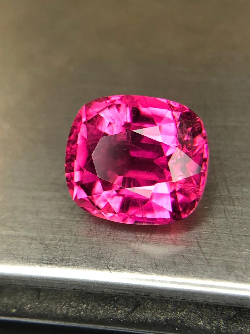 Neon Pink Rubellite 5.8 carats in Cushion Cut from Afghanistan — view 5
